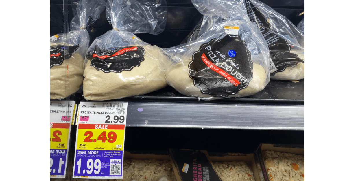 Kroger pizza dough on kroger shelf