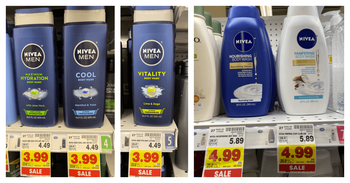 Nivea body wash on kroger shelf