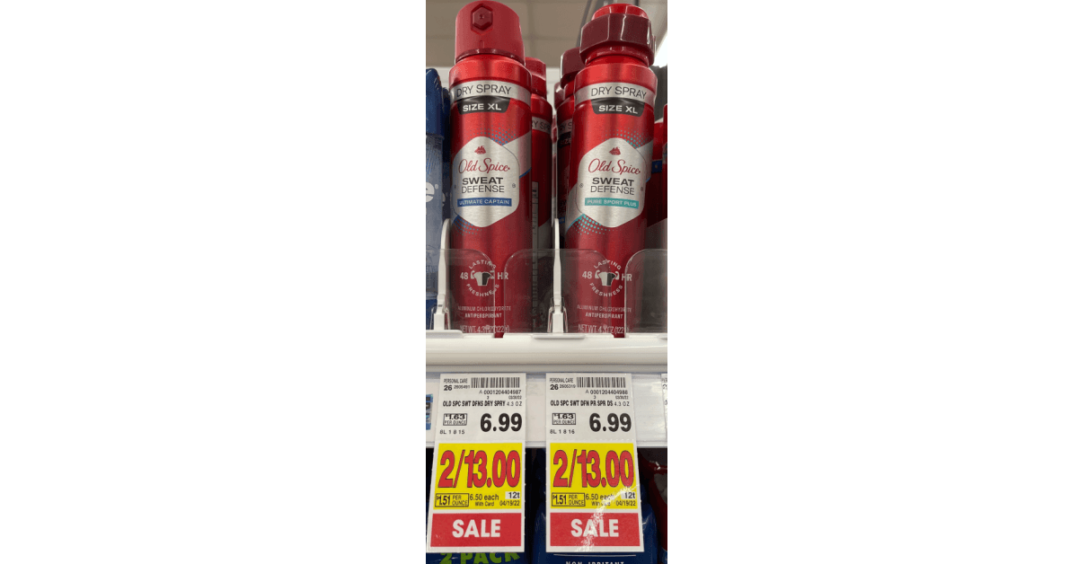 Old Spice Dry Spray on kroger shelf