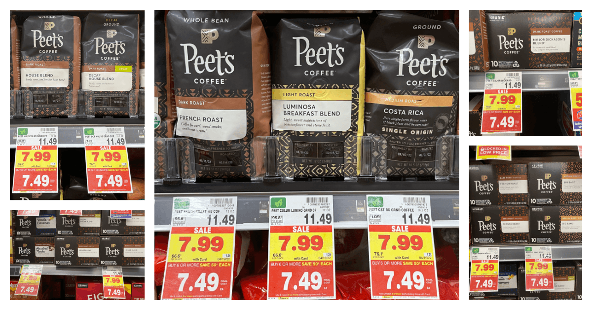Peets coffee items on kroger shelf