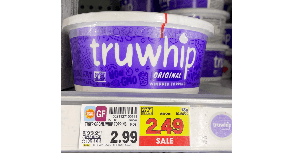Truwhip whipped topping on kroger shelf