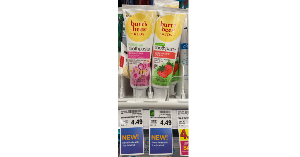 burt's bees kids toothpaste on kroger shelf