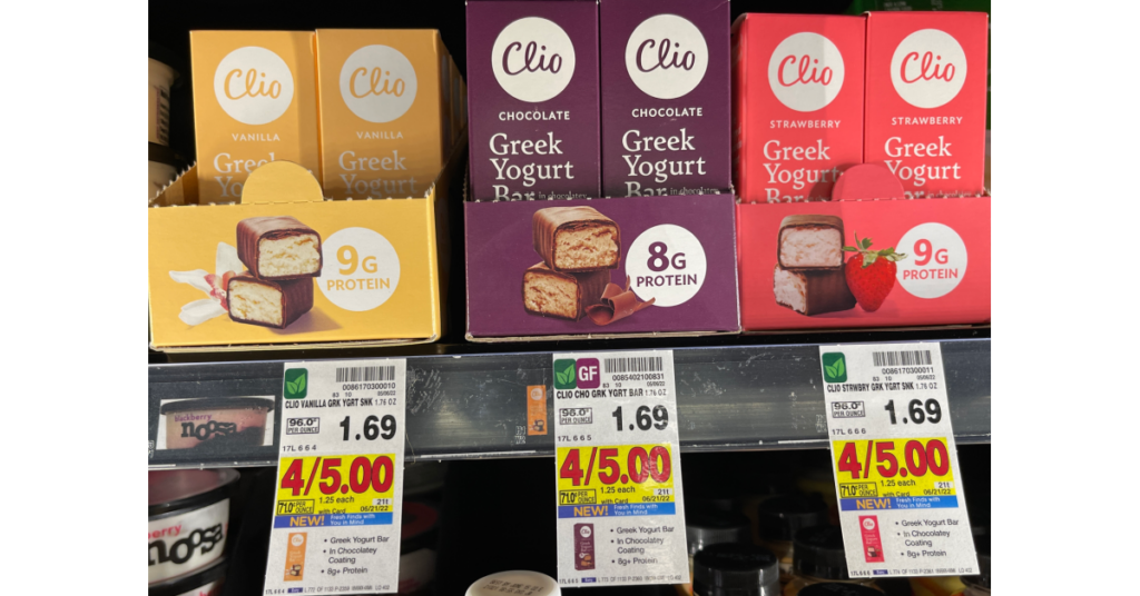 Clio Greek Yogurt Bar on kroger shelf