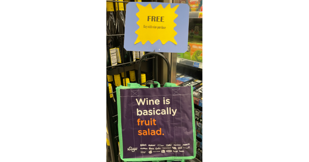 Free Wine Bag Kroger shelf