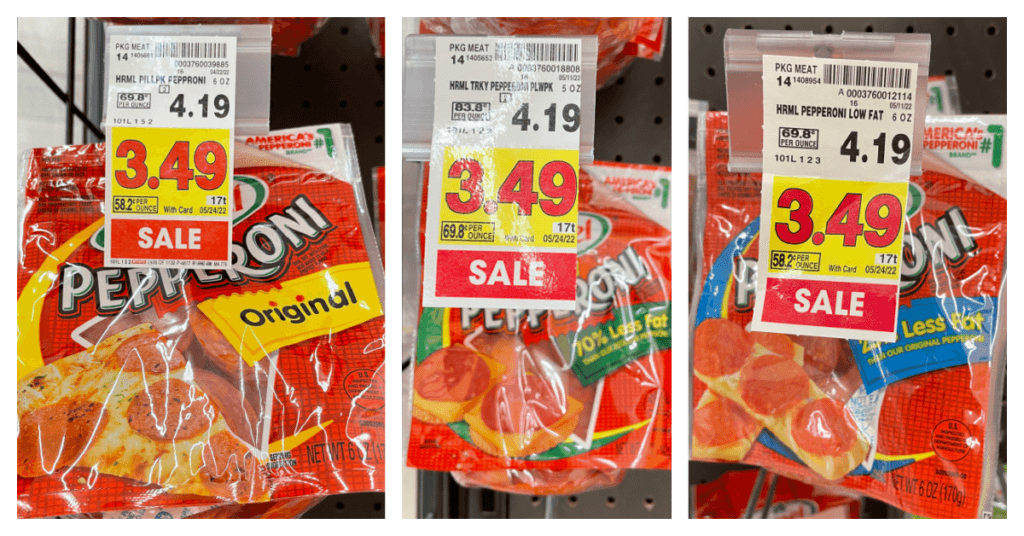 Hormel Pepperoni on kroger shelf