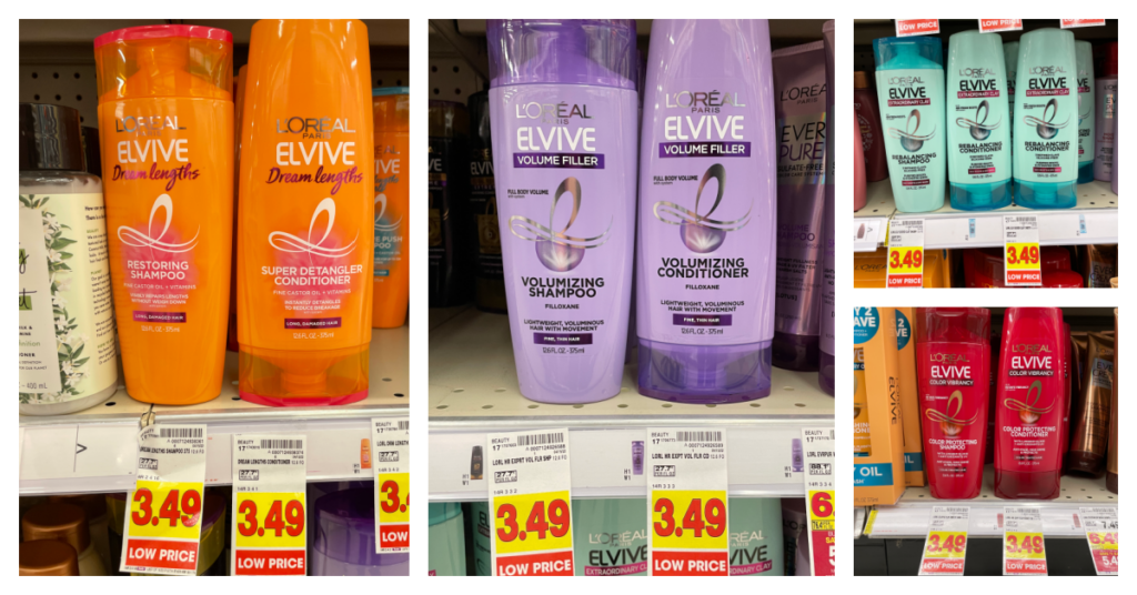 Loreal elvive shampoo and conditioner on kroger shelf