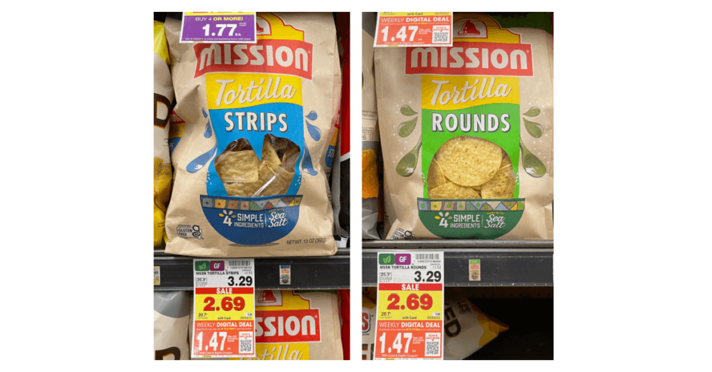 Mission Tortilla Chips on kroger shelf Mission Tortilla Chips on kroger shelf