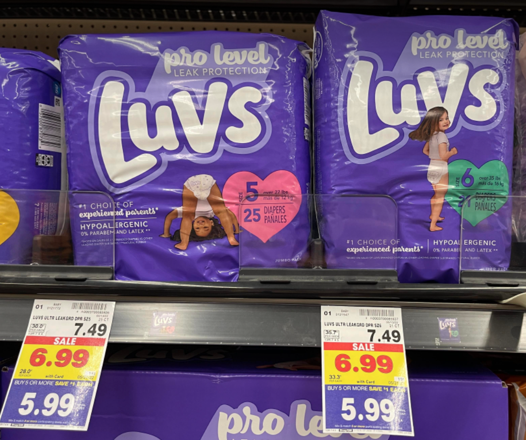 Luvs Diapers on Kroger shelf
