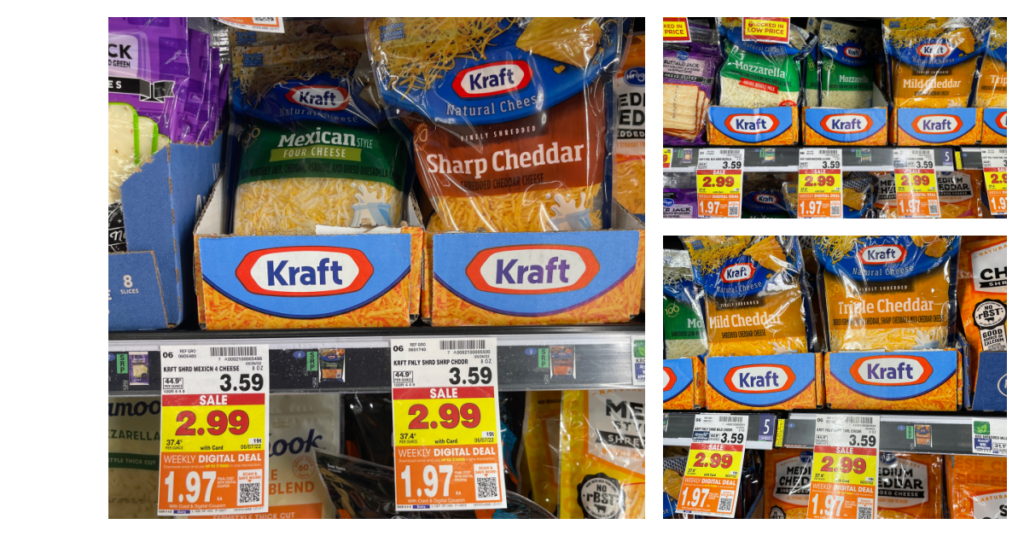 Kraft Shredded Cheeses on kroger shelf