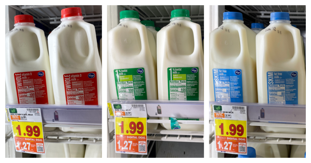 Kroger brand Milk half gallon on kroger shelf