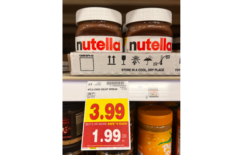 Nutella hazelnut spread kroger shelf image