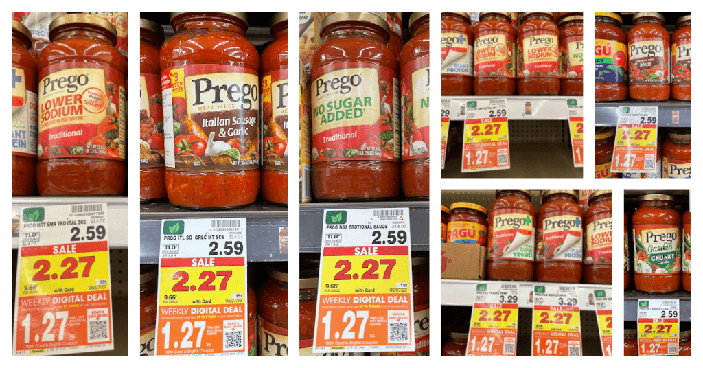 Prego Pasta Sauce on kroger shelf