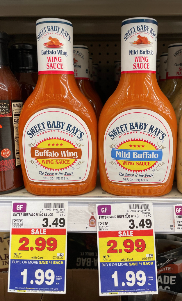 Sweet Baby Ray's Wing Sauce on Kroger shelf