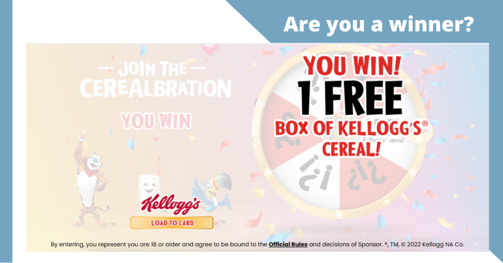 Free kellogg's cereal instant win game kroger
