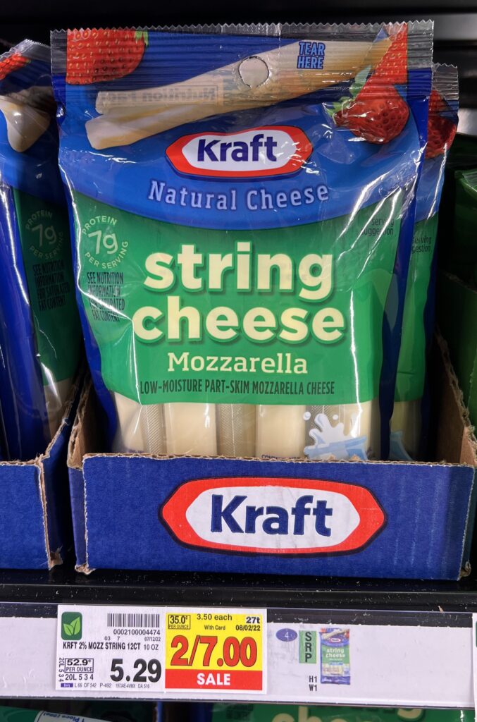 Kraft String Cheese on Kroger Shelf