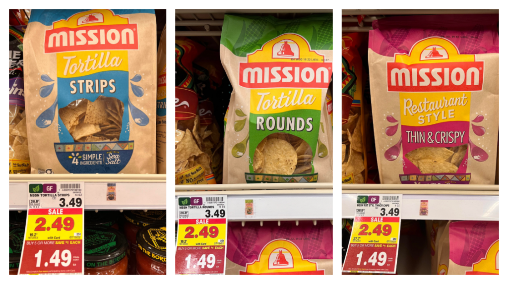 Mission Tortilla Chips on Kroger shelf
