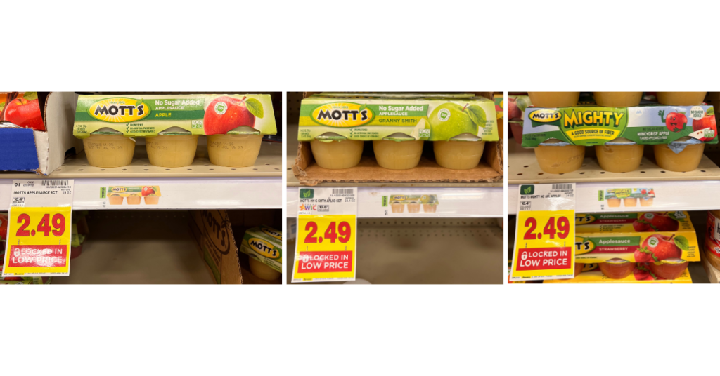 Mott's Applesauce on Kroger shelf