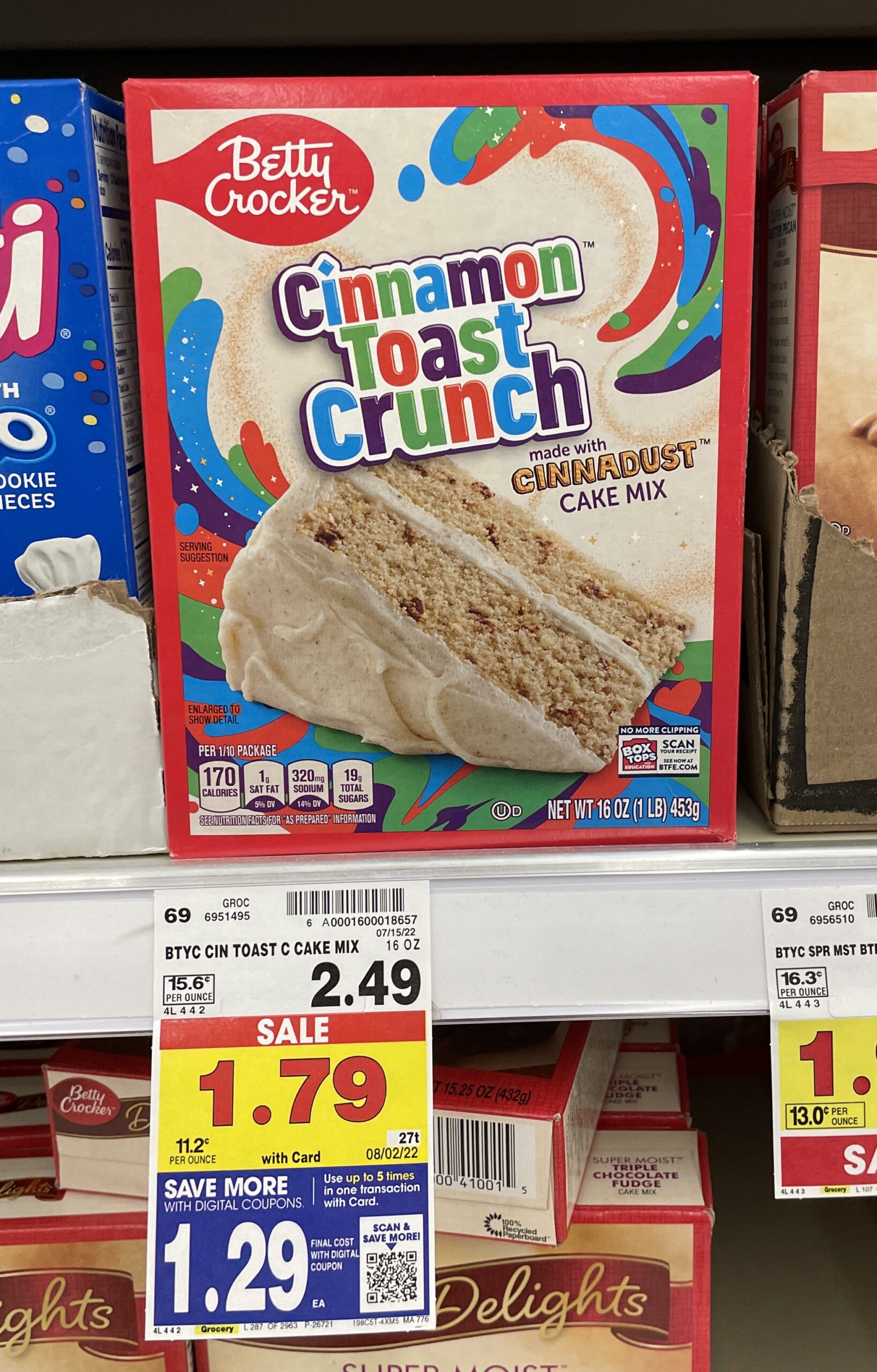Betty Crocker Cinnamon Toast Crunch Cake Mix on Kroger Shelf