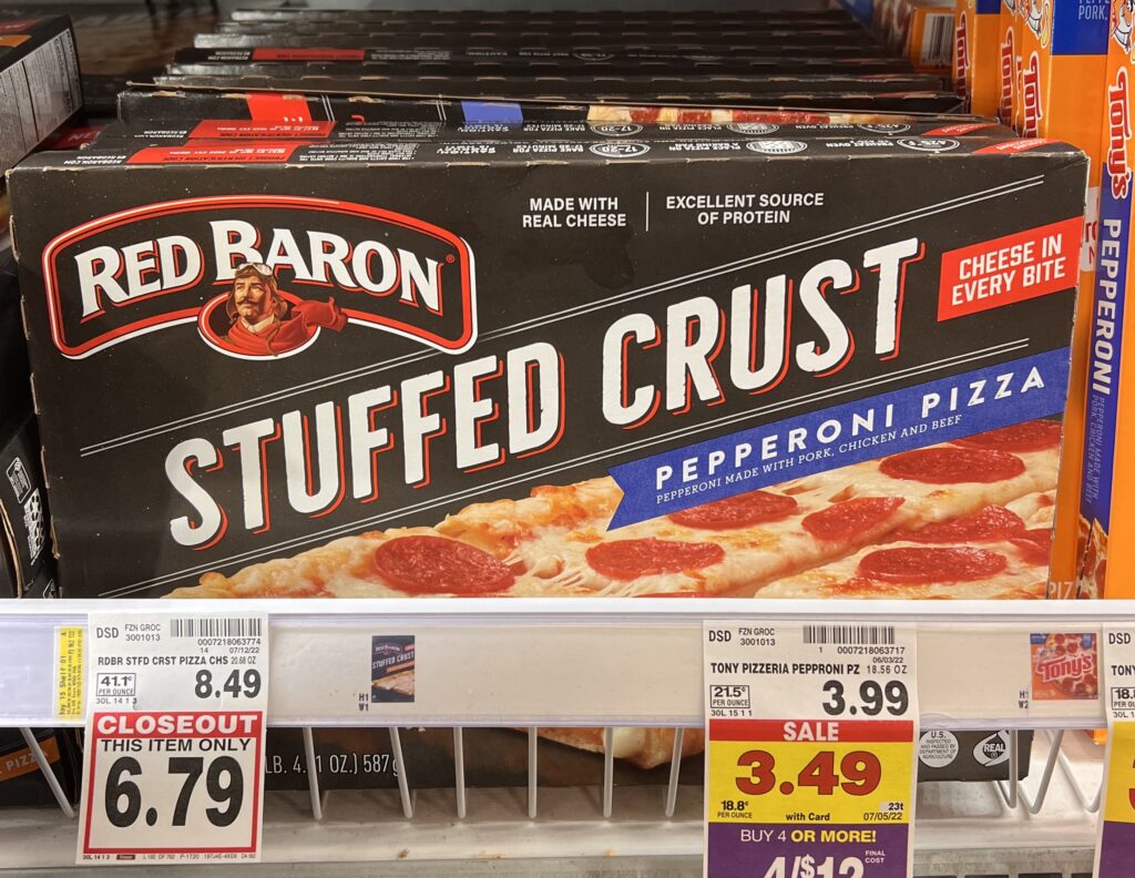 Red Baron Stuffed Crust on Kroger shelf