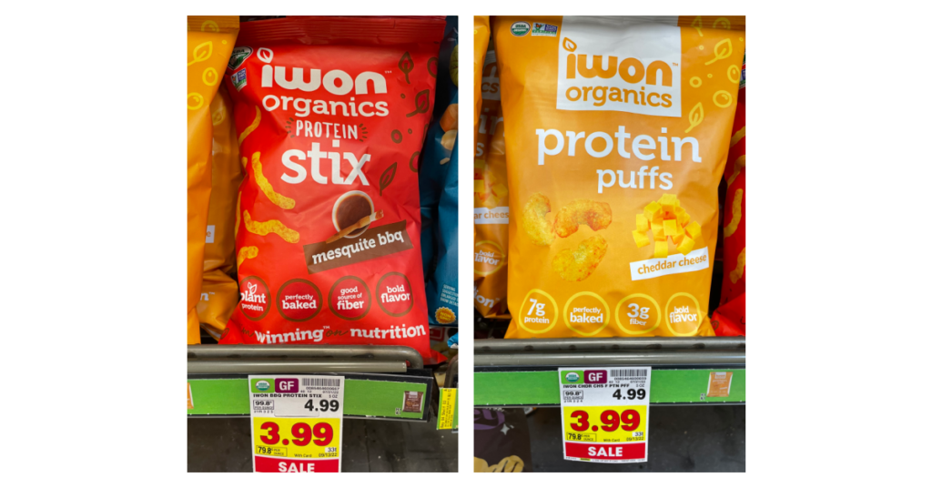 iwon organics snacks kroger shelf image