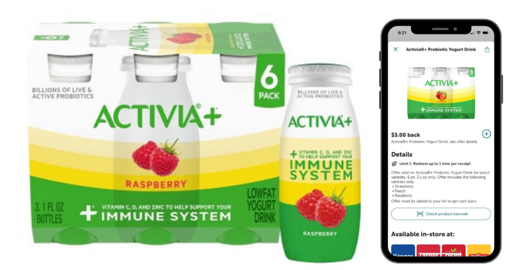 activia+ probiotic drink kroger with ibotta rebate