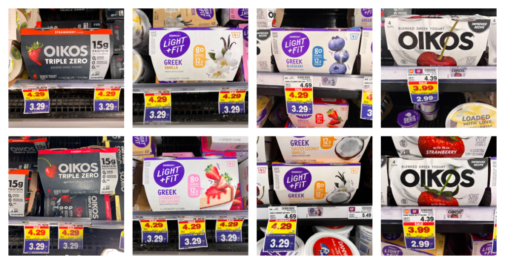 light+ fit and oikos multipack yogurt Kroger shelf image