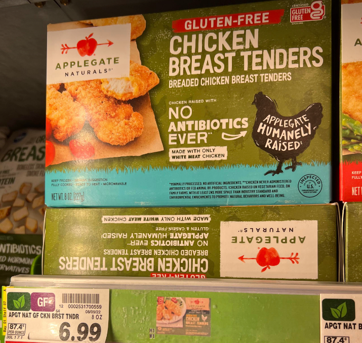 Applegate Chicken Tenders on Kroger shelf