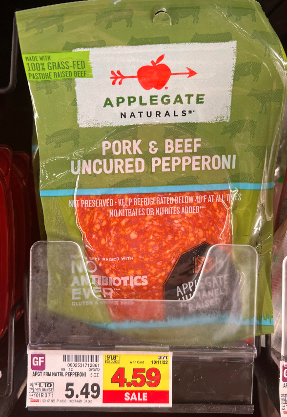 Applegate Naturals Pepperoni on Kroger shelf