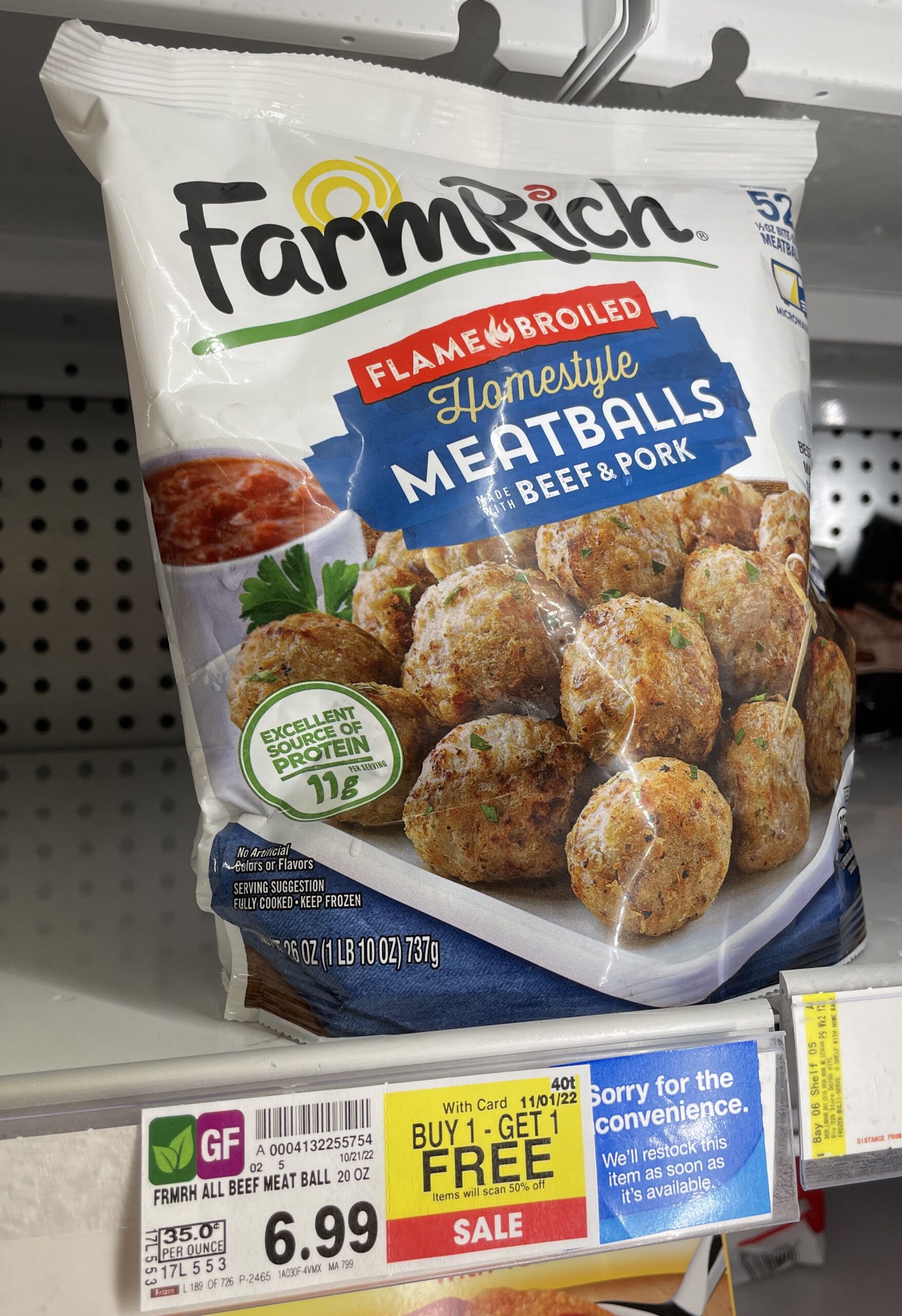 Farm Rich Meatballs Kroger shelf image_3