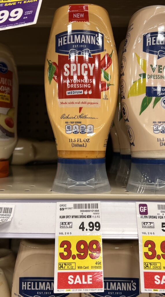 hellmanns spicy mayo kroger shelf image
