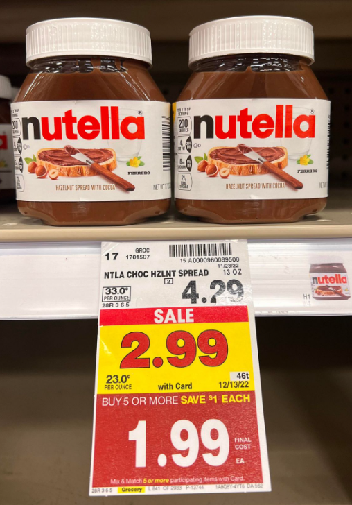 Nutella Kroger Shelf Image