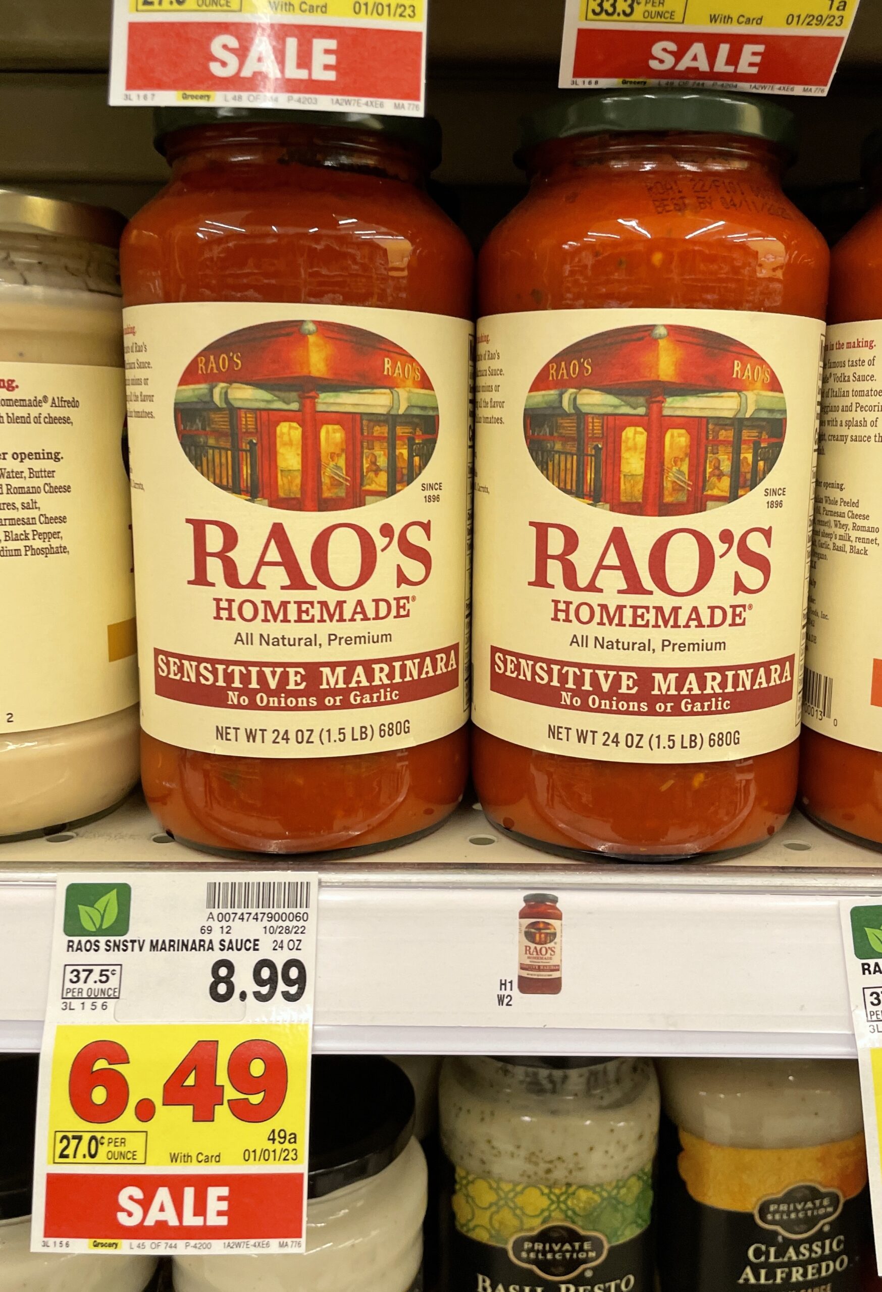 Rao's pasta sauce kroger shelf image_1