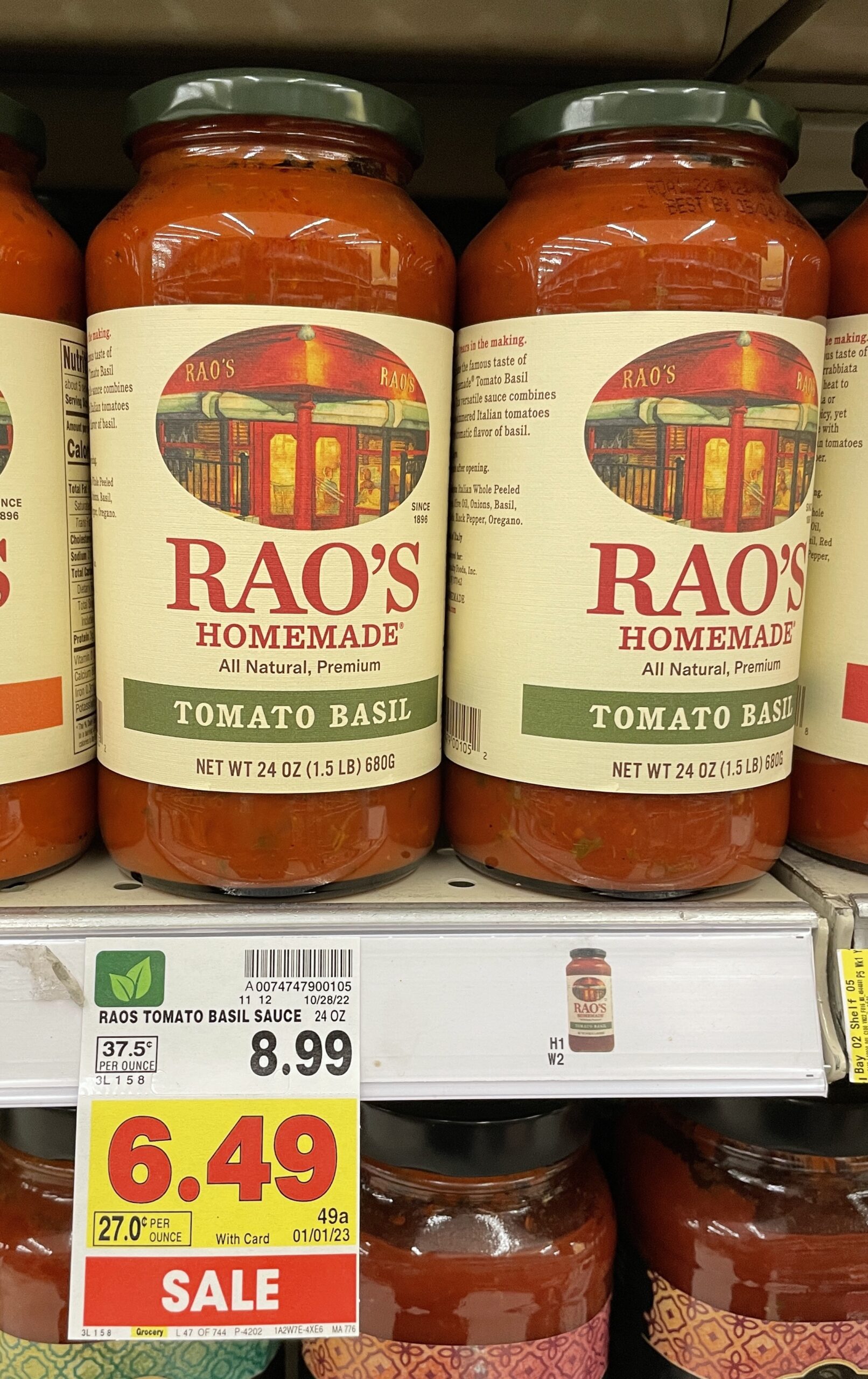 Rao's pasta sauce kroger shelf image_3