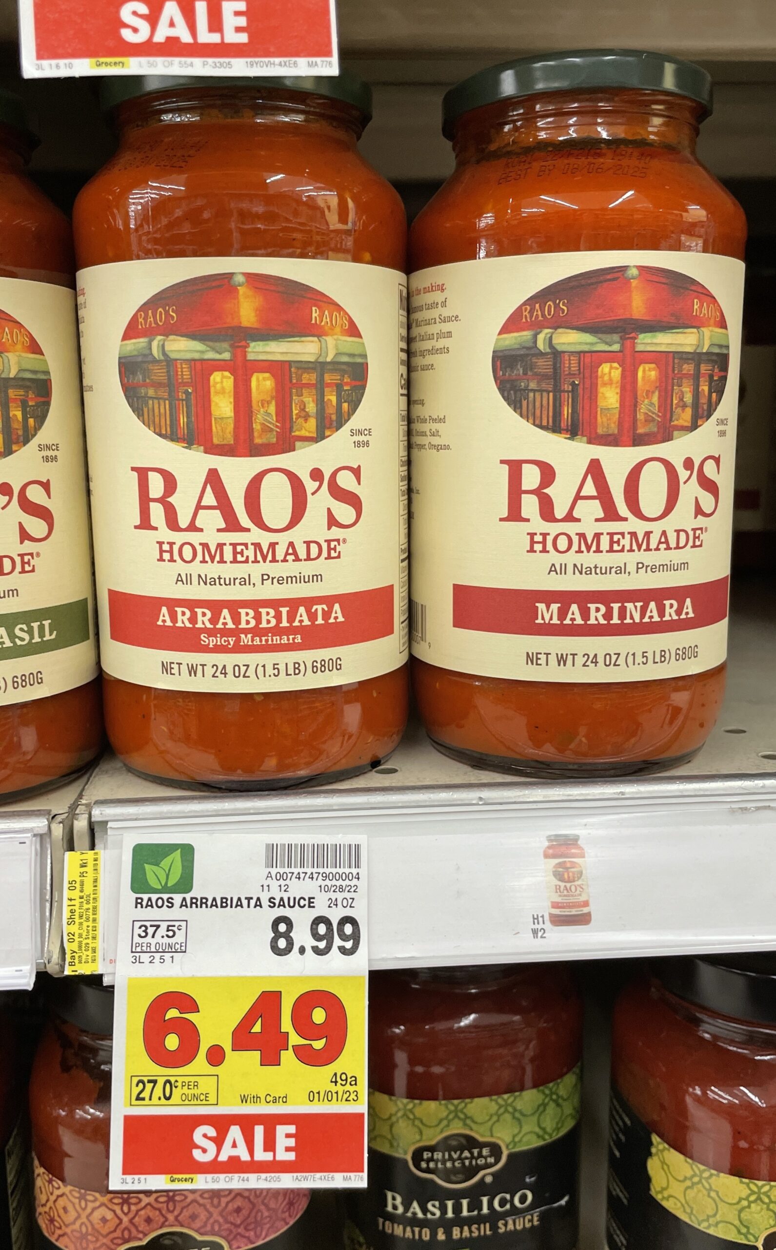 Rao's pasta sauce kroger shelf image_4