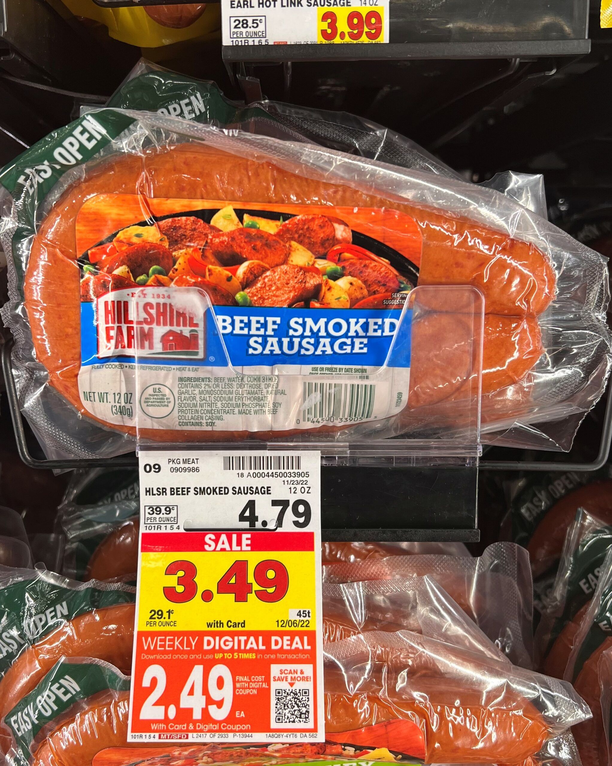 hillshire farm smoked sausage kroger shelf image1