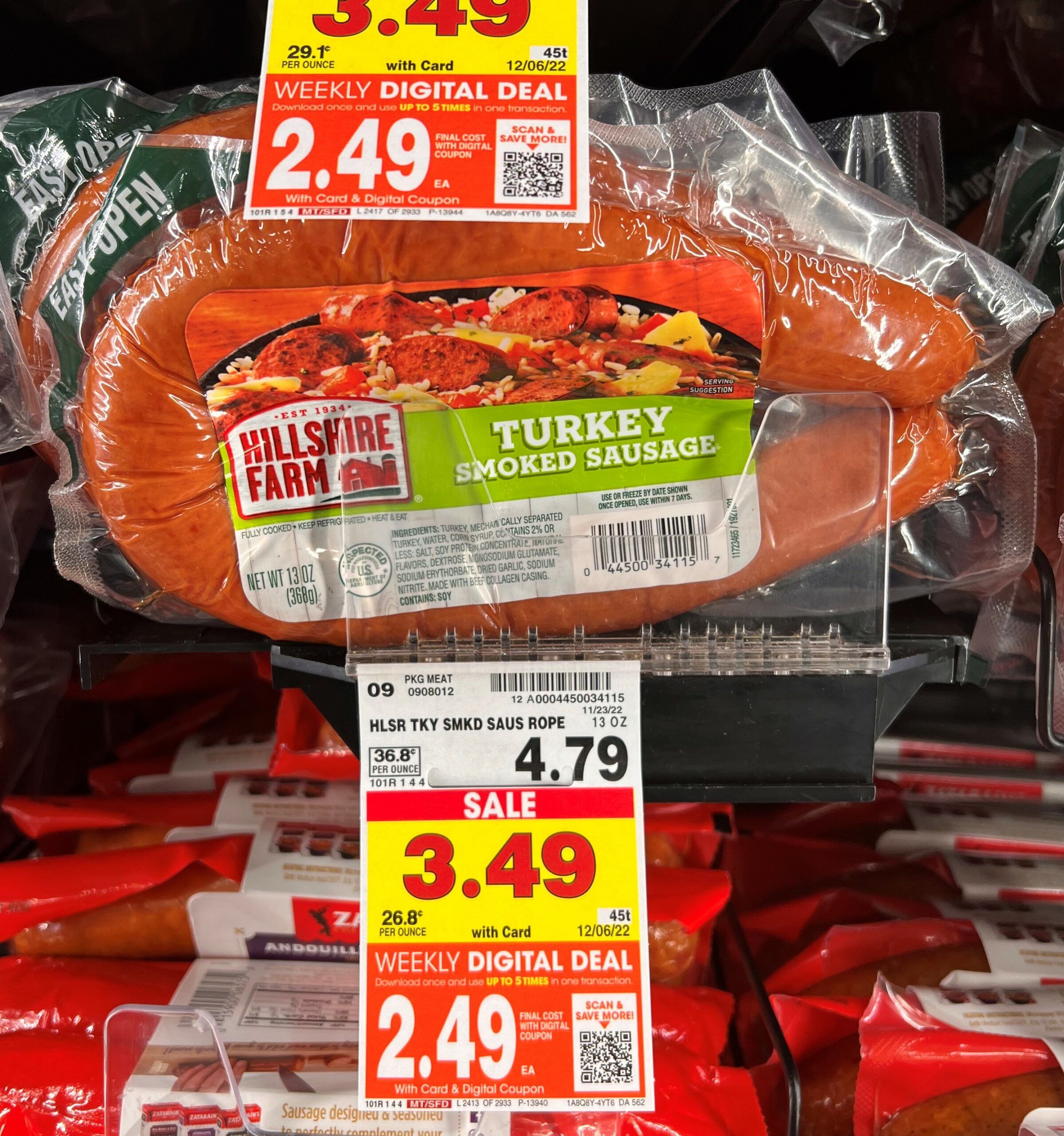 hillshire farm smoked sausage kroger shelf image3