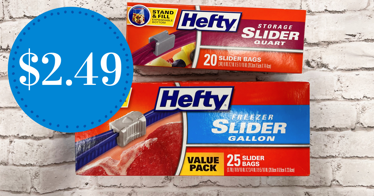 Hefty Gallon Freezer Slider Bags Value Pack, 25 count