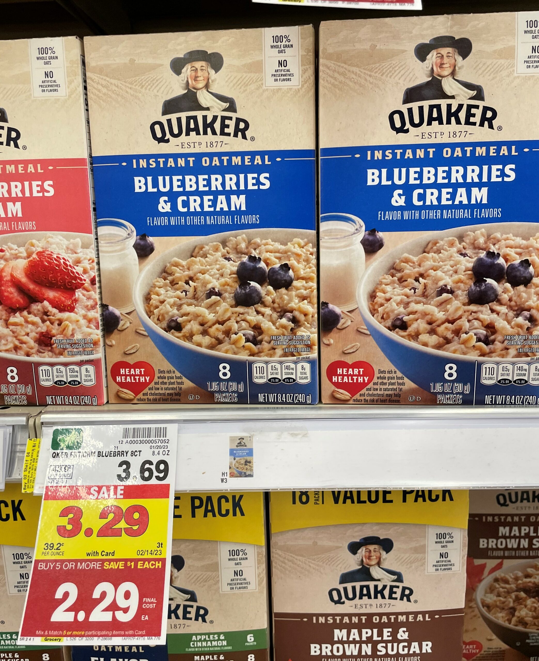 quaker instant oatmeal kroger shelf image 1