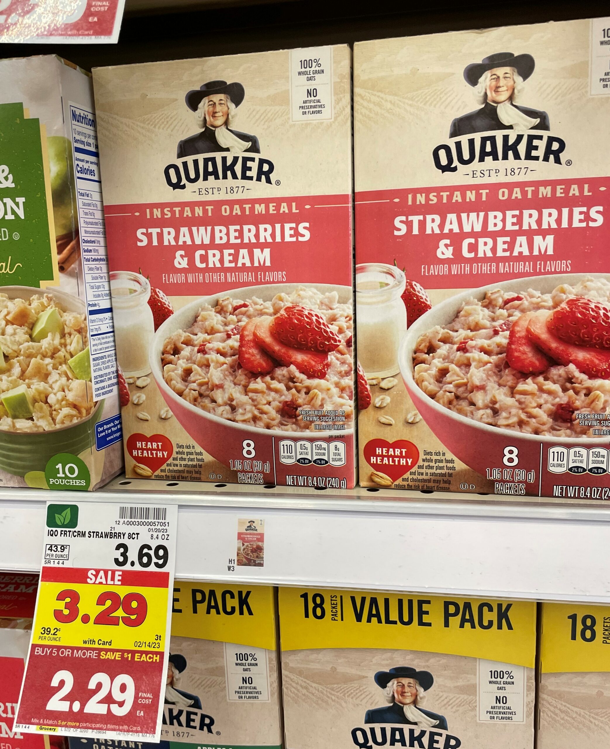 quaker instant oatmeal kroger shelf image 2