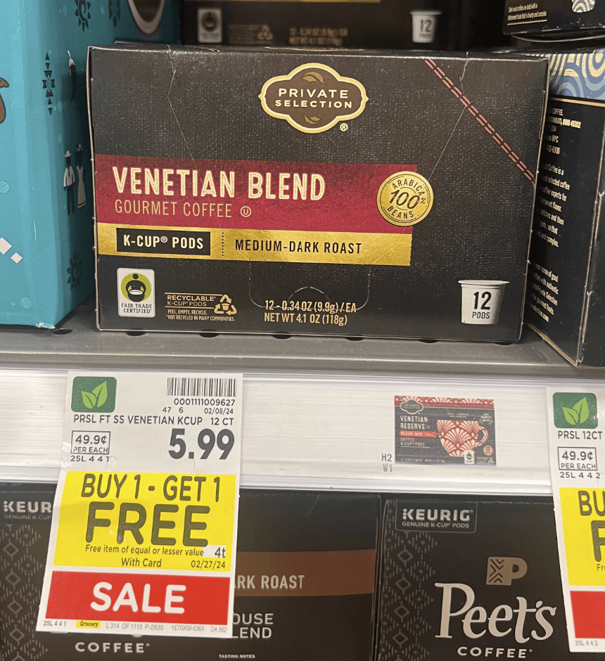Private Selection Coffee K-Cups Kroger Shelf Image
