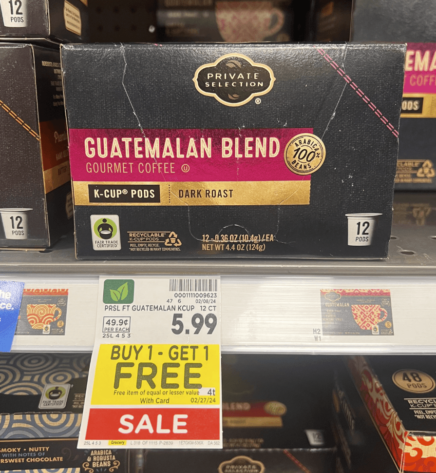 Private Selection Coffee K-Cups Kroger Shelf Image