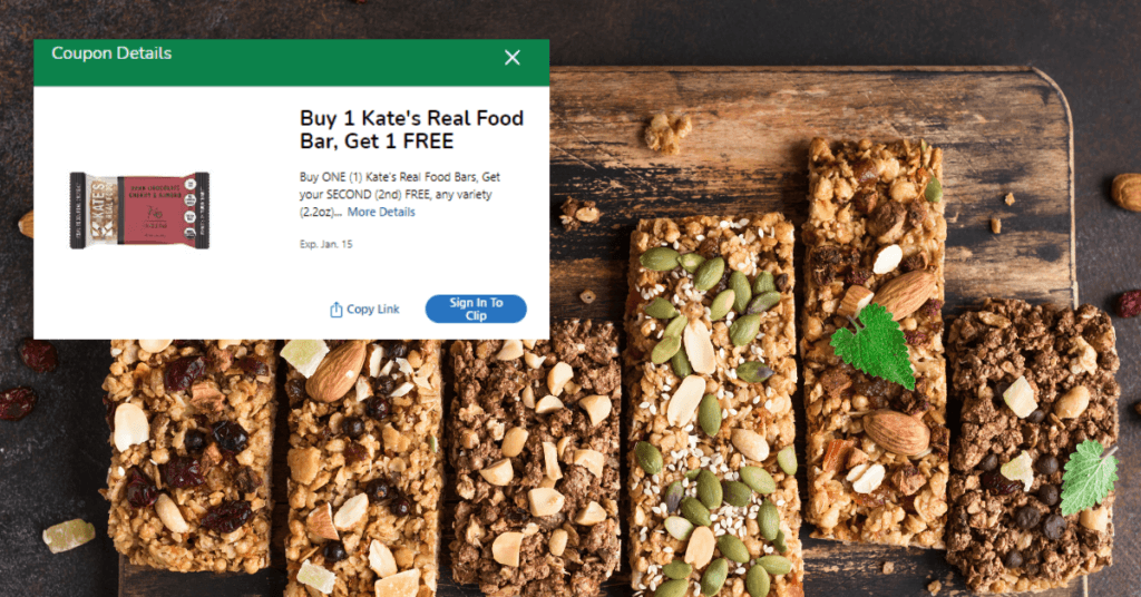 Kate's Real Food Bars Kroger Coupon