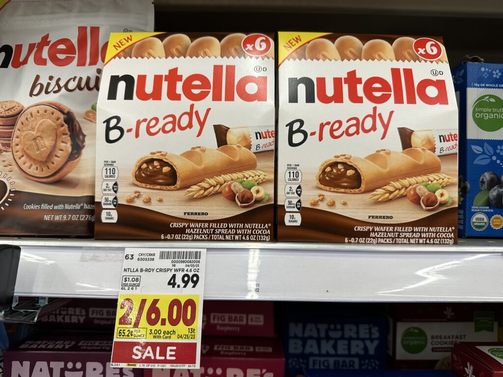 nutella b-ready kroger shelf image