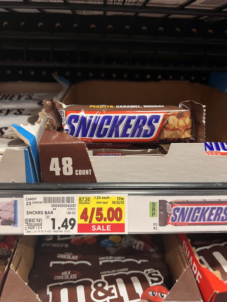 snickers kroger shelf image