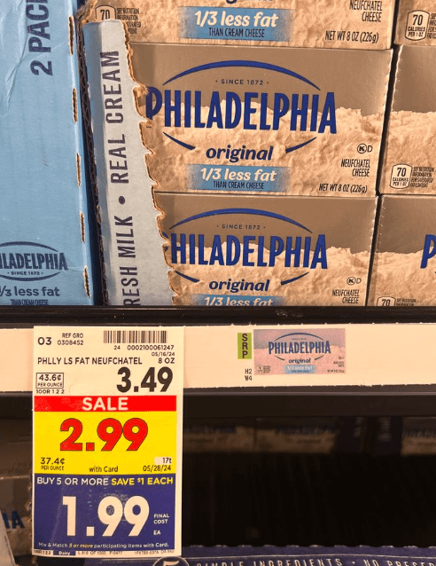 Philadelphia Cream cheese Kroger SHelf Image