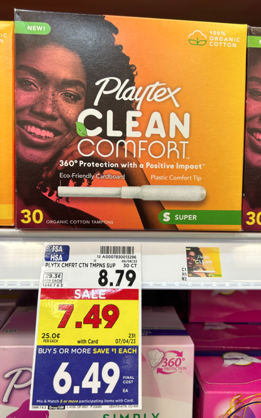 playtex tampons on kroger shelf