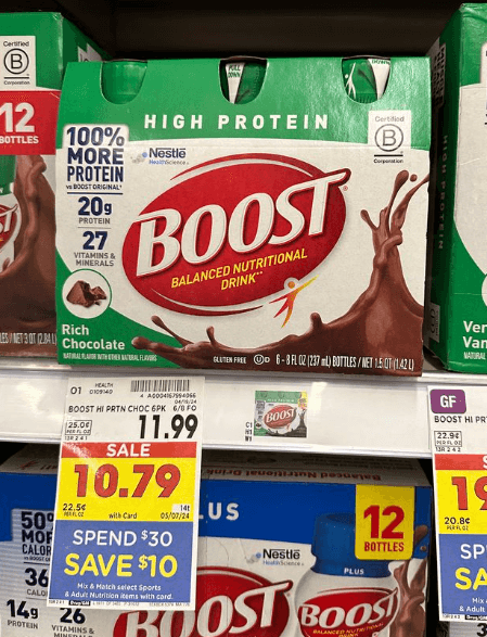 BOOST High Protein Kroger Shelf Image