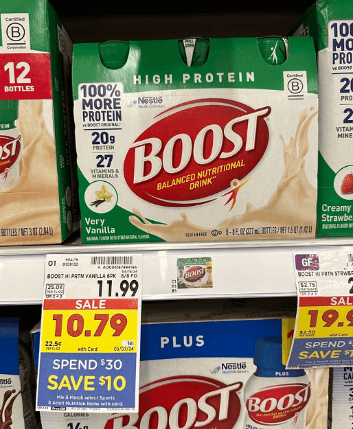 BOOST High Protein Kroger Shelf Image