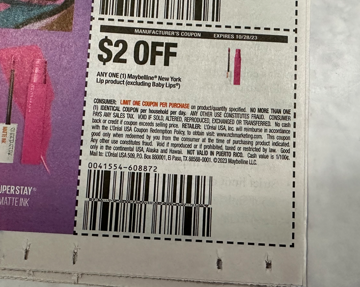 Maybelline Cosmetic SAVE insert coupon Kroger