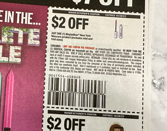 Maybelline Cosmetic SAVE insert coupon Kroger